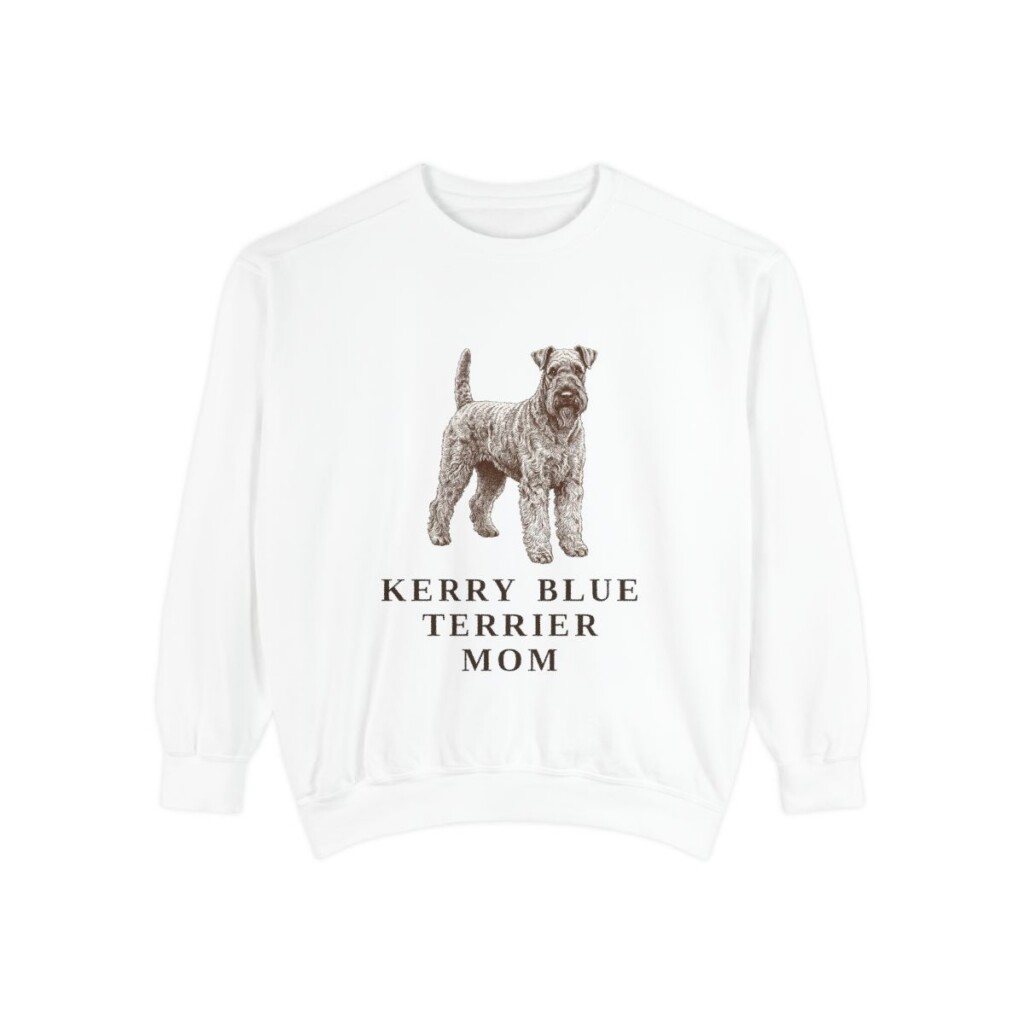 kerry-blue-terrier-sweatshirt-mom-white Kerry Blue Terrier Mom Sweatshirt, White, front view