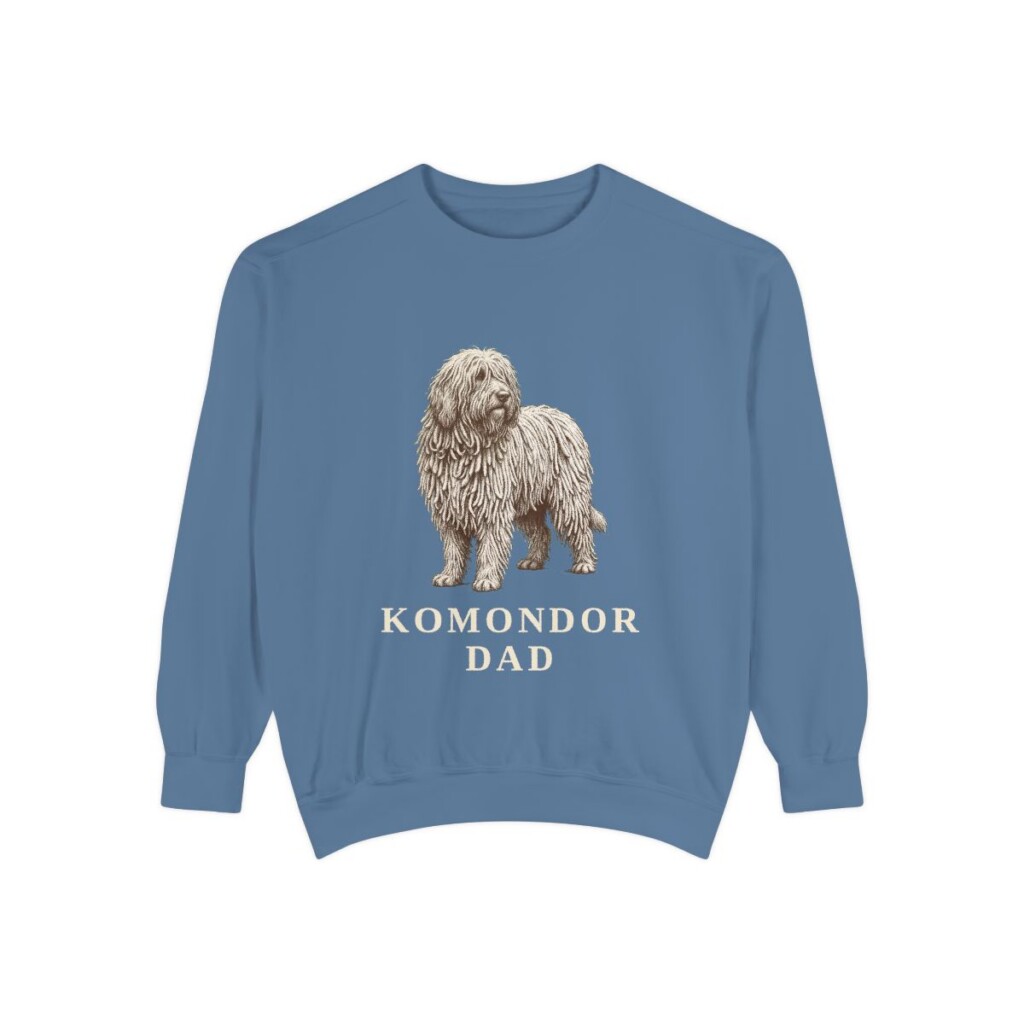 Komondor Dad Sweatshirt, Blue Jean, front view