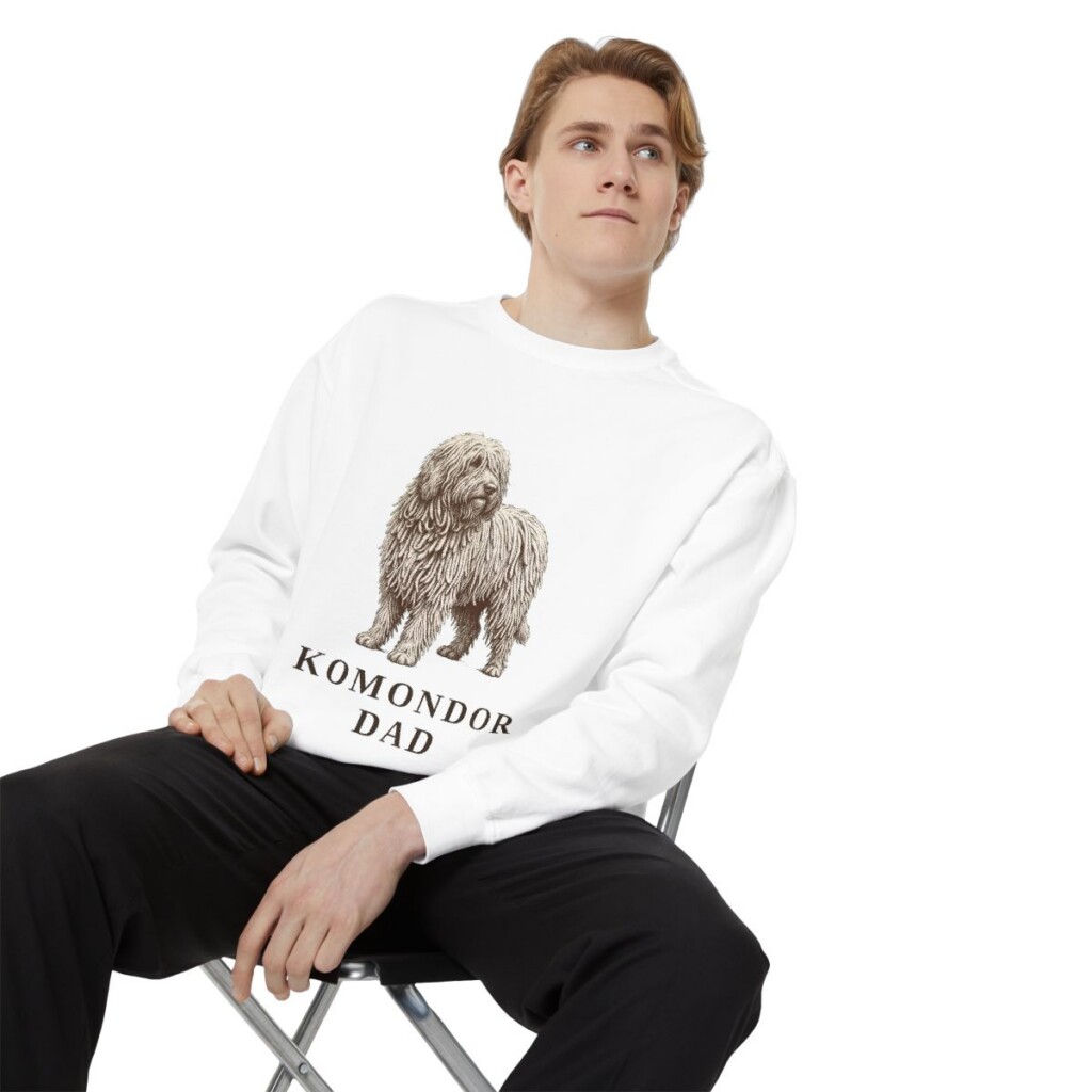 Komondor Dad Sweatshirt, White, person 1 context