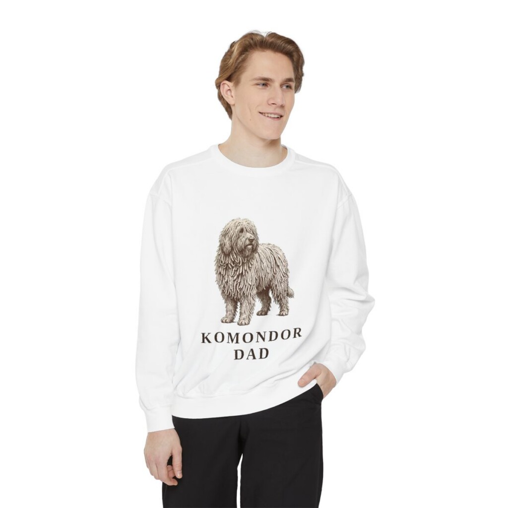 Komondor Dad Sweatshirt, White, person 1 front