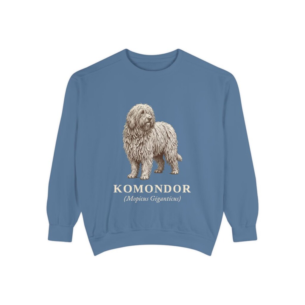 Komondor Latin Sweatshirt, Blue Jean, front view
