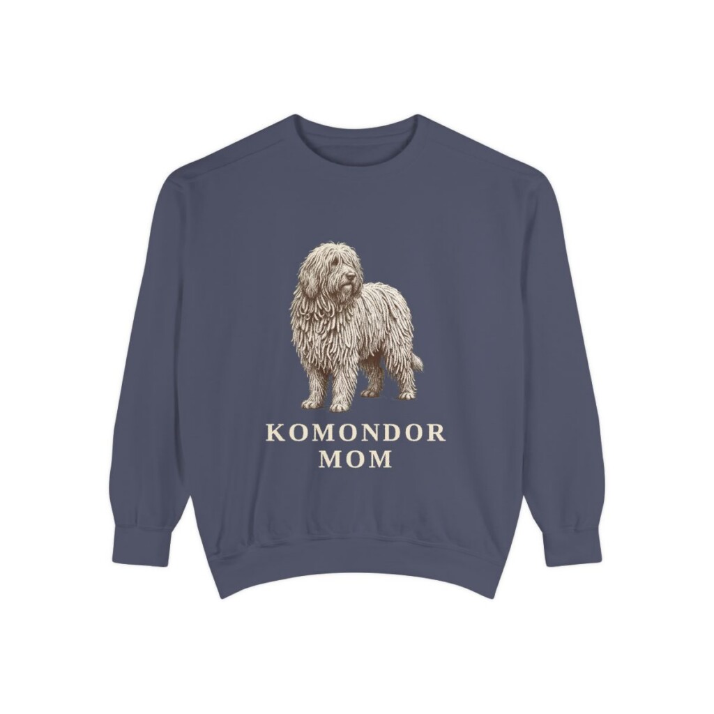 Komondor Mom Sweatshirt, Denim, front view