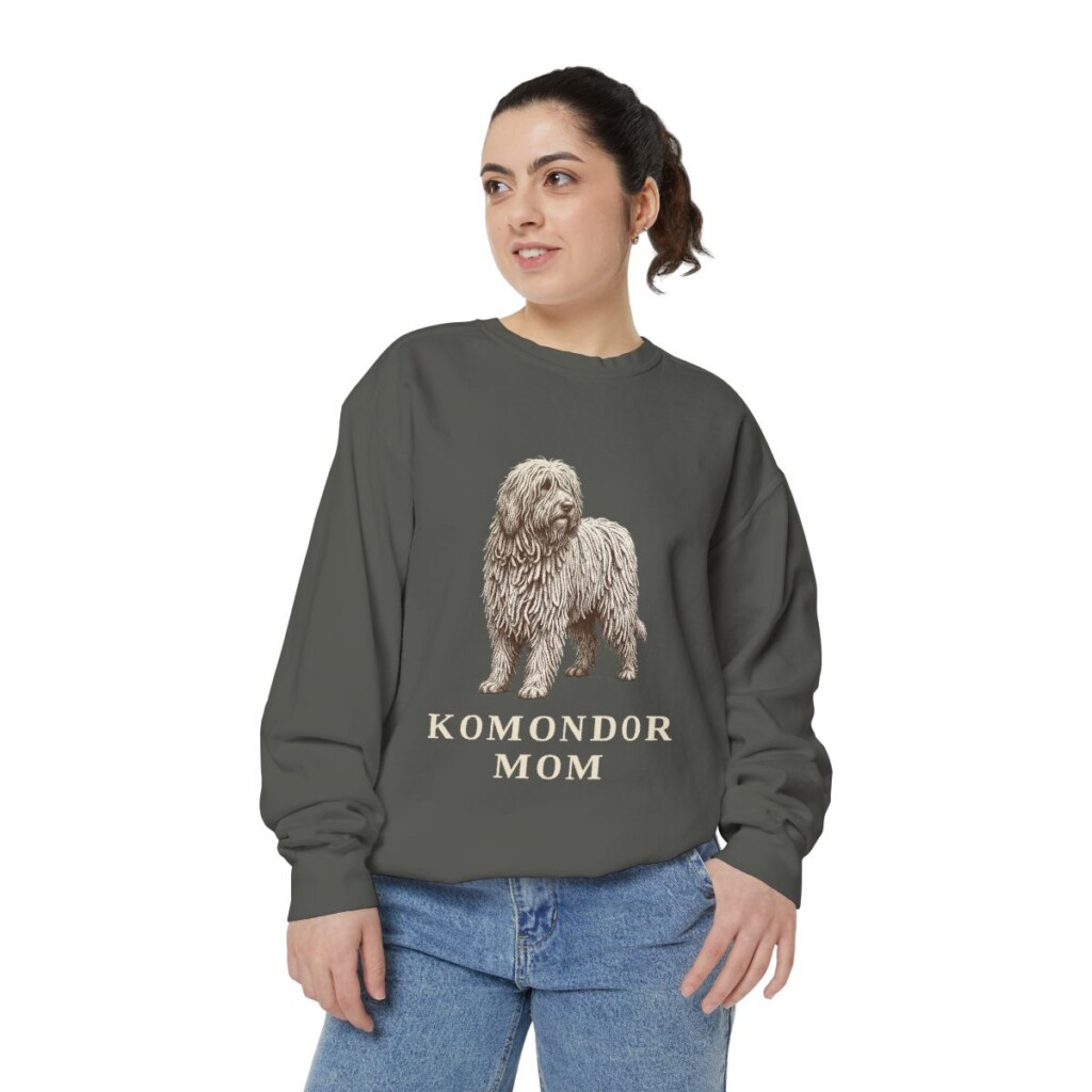 Komondor Mom Sweatshirt, Pepper, person 2 front
