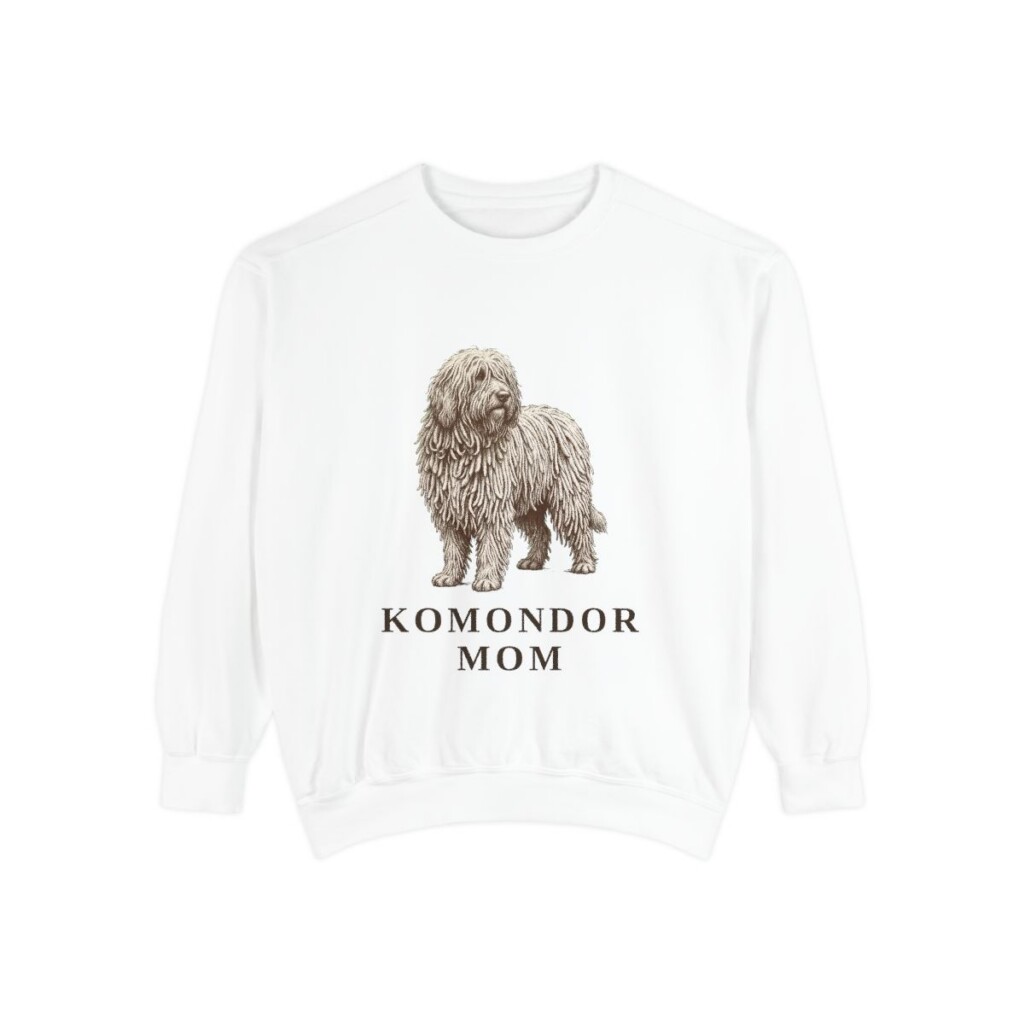 Komondor Mom Sweatshirt, White, front view