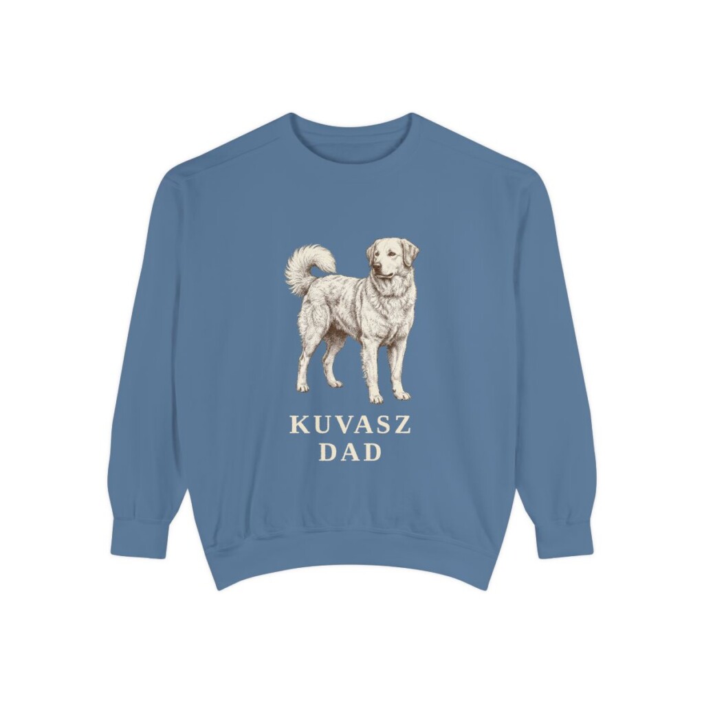 kuvasz-sweatshirt-dad-blue-jean Kuvasz Dad Sweatshirt, Blue Jean, front view