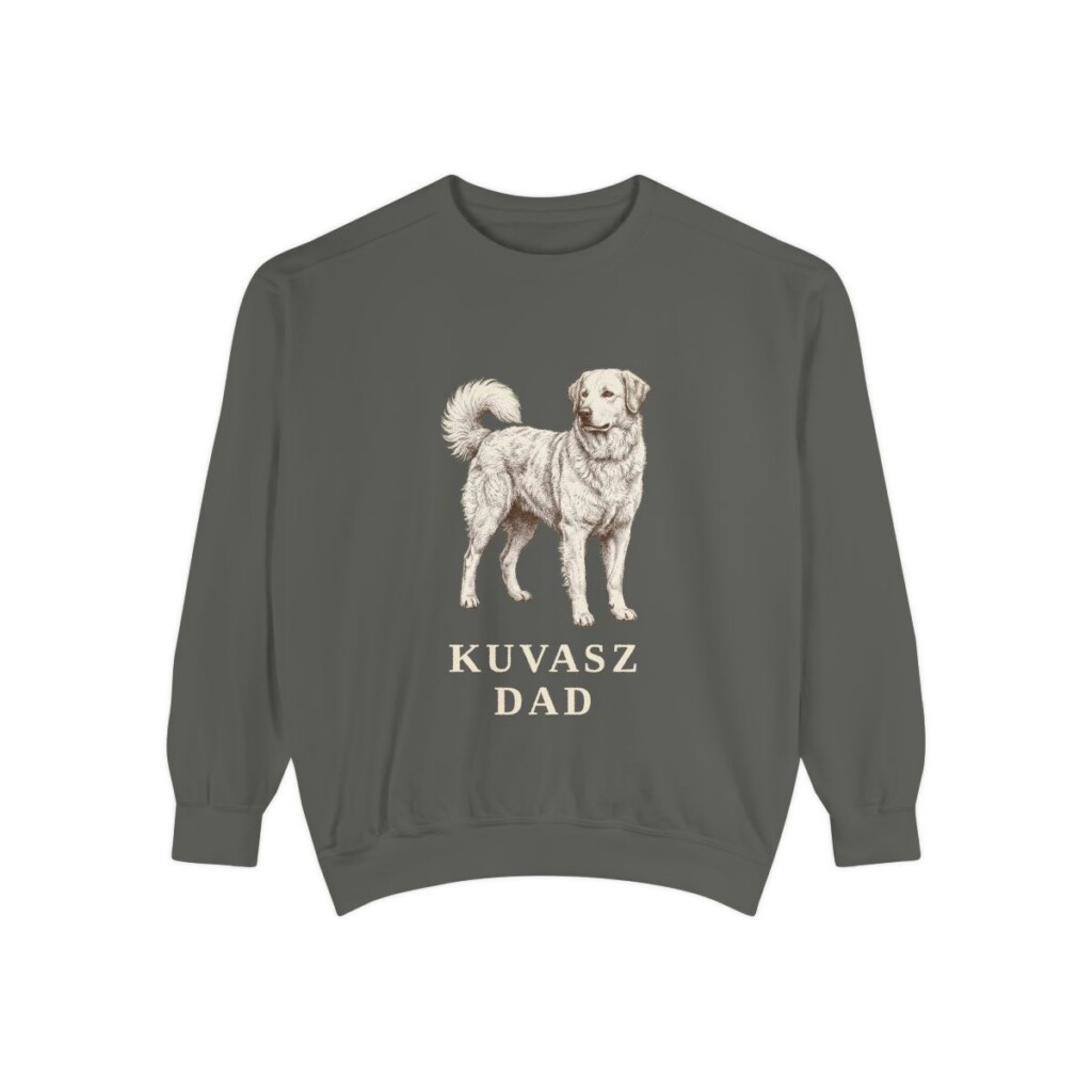 kuvasz-sweatshirt-dad-pepper Kuvasz Dad Sweatshirt, Pepper, front view