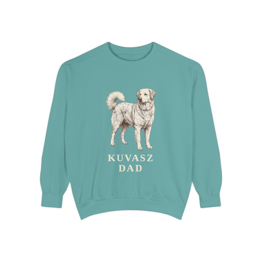 kuvasz-sweatshirt-dad-seafoam Kuvasz Dad Sweatshirt, Seafoam, front view