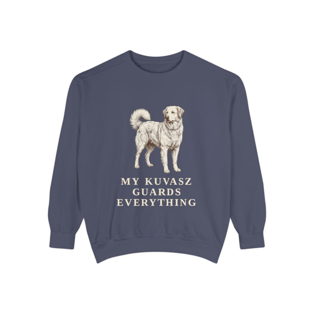 Kuvasz Humor Sweatshirt, Denim, front view