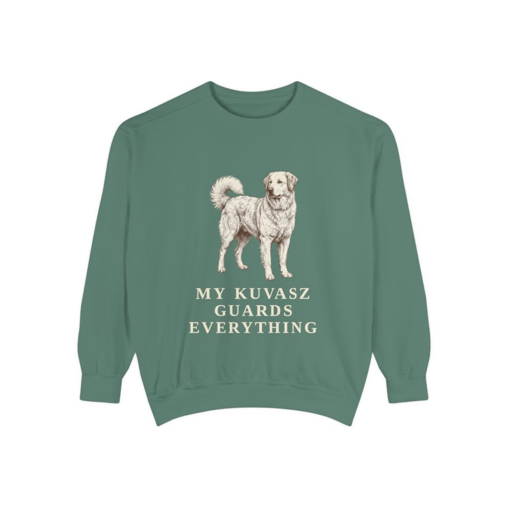 Kuvasz Humor Sweatshirt, Light Green, front view