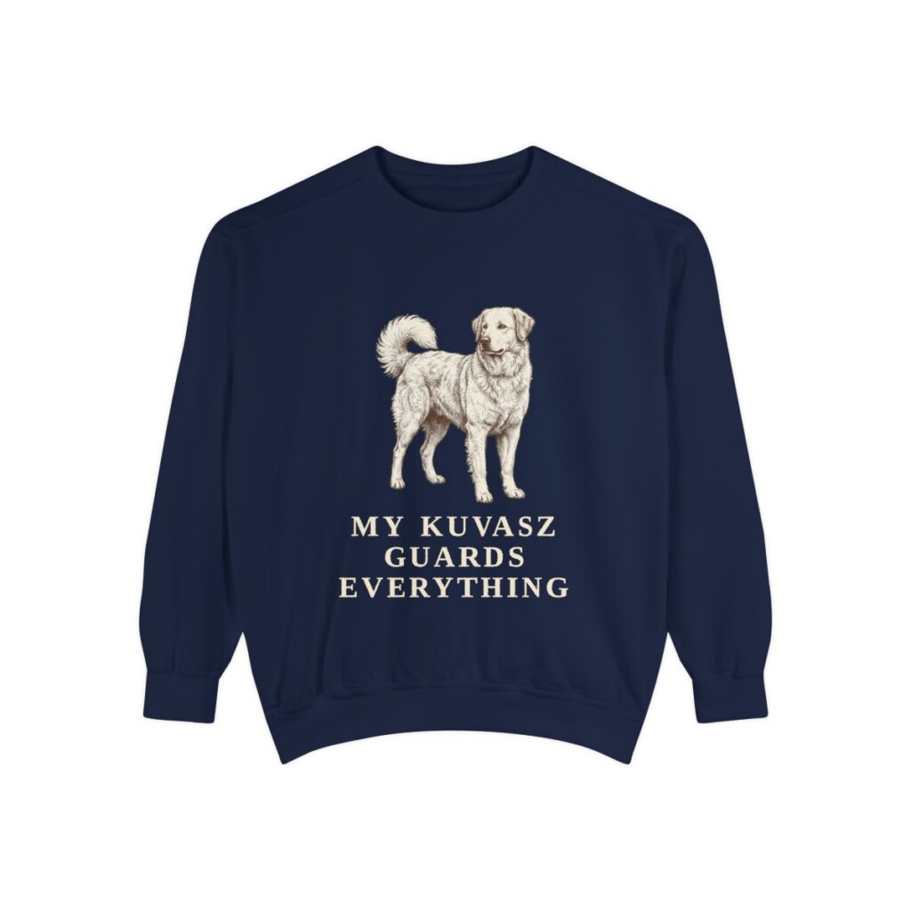 Kuvasz Humor Sweatshirt, True Navy, front view