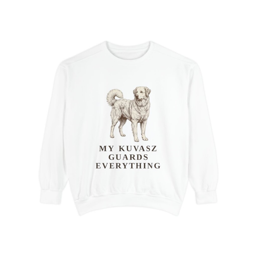 Kuvasz Humor Sweatshirt, White, front view