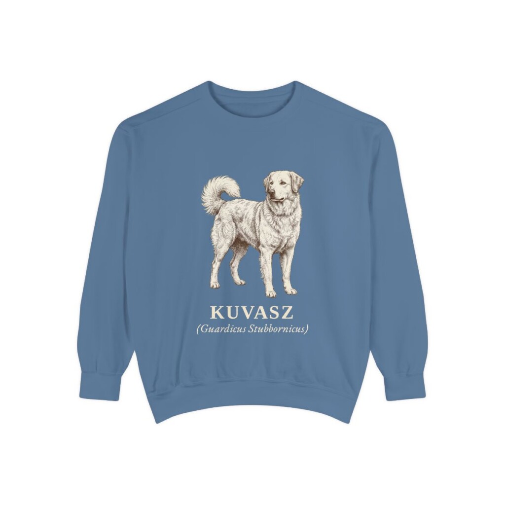 Kuvasz Latin Sweatshirt, Blue Jean, front view