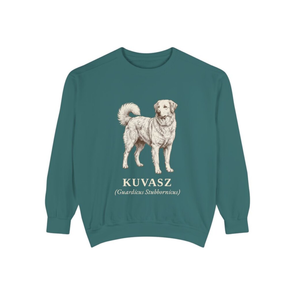 Kuvasz Latin Sweatshirt, Blue Spruce, front view