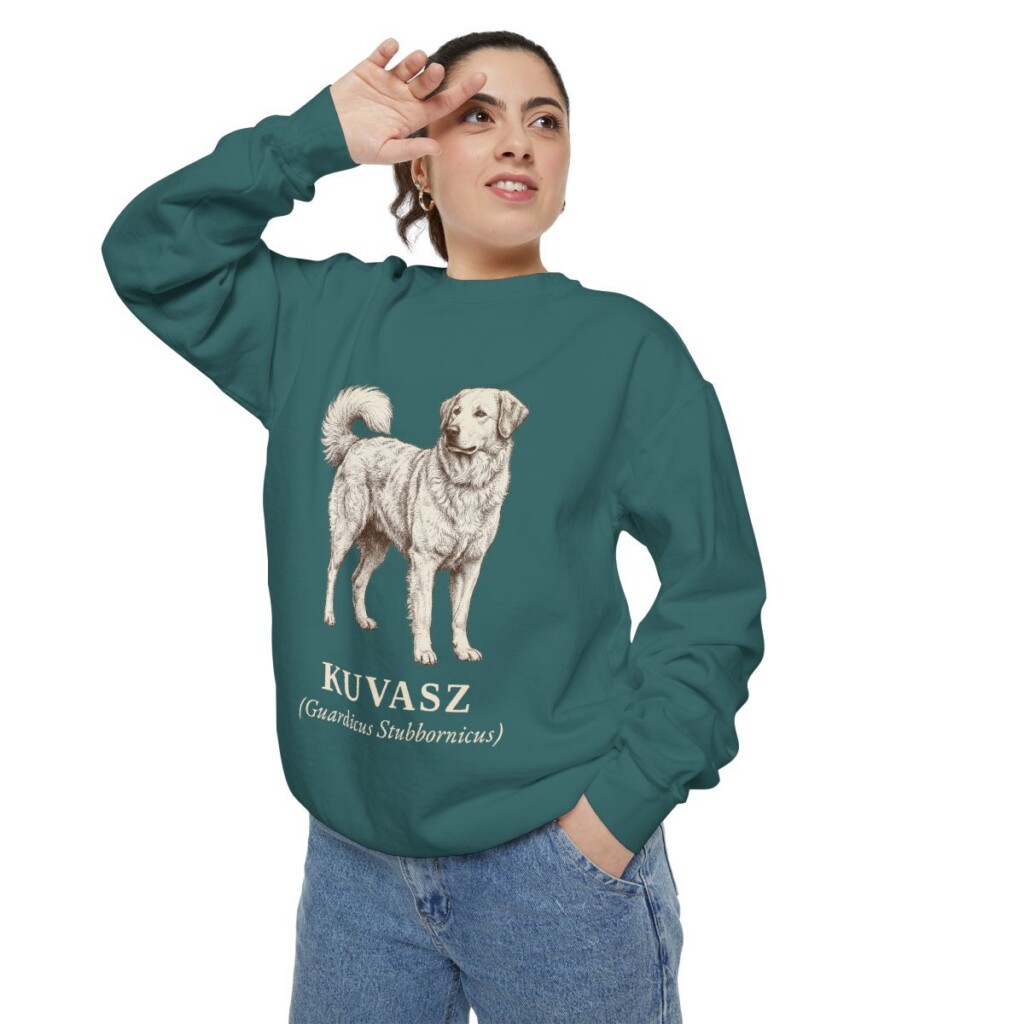 Kuvasz Latin Sweatshirt, Blue Spruce, person 2 context