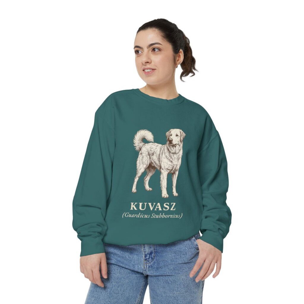 Kuvasz Latin Sweatshirt, Blue Spruce, person 2 front