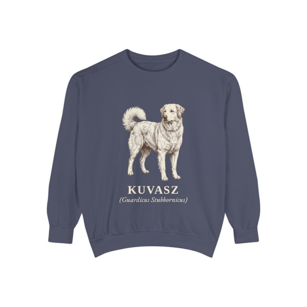 Kuvasz Latin Sweatshirt, Denim, front view