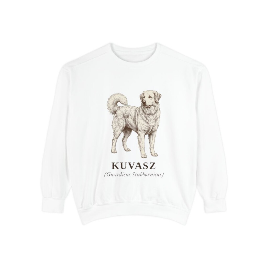 Kuvasz Latin Sweatshirt, White, front view