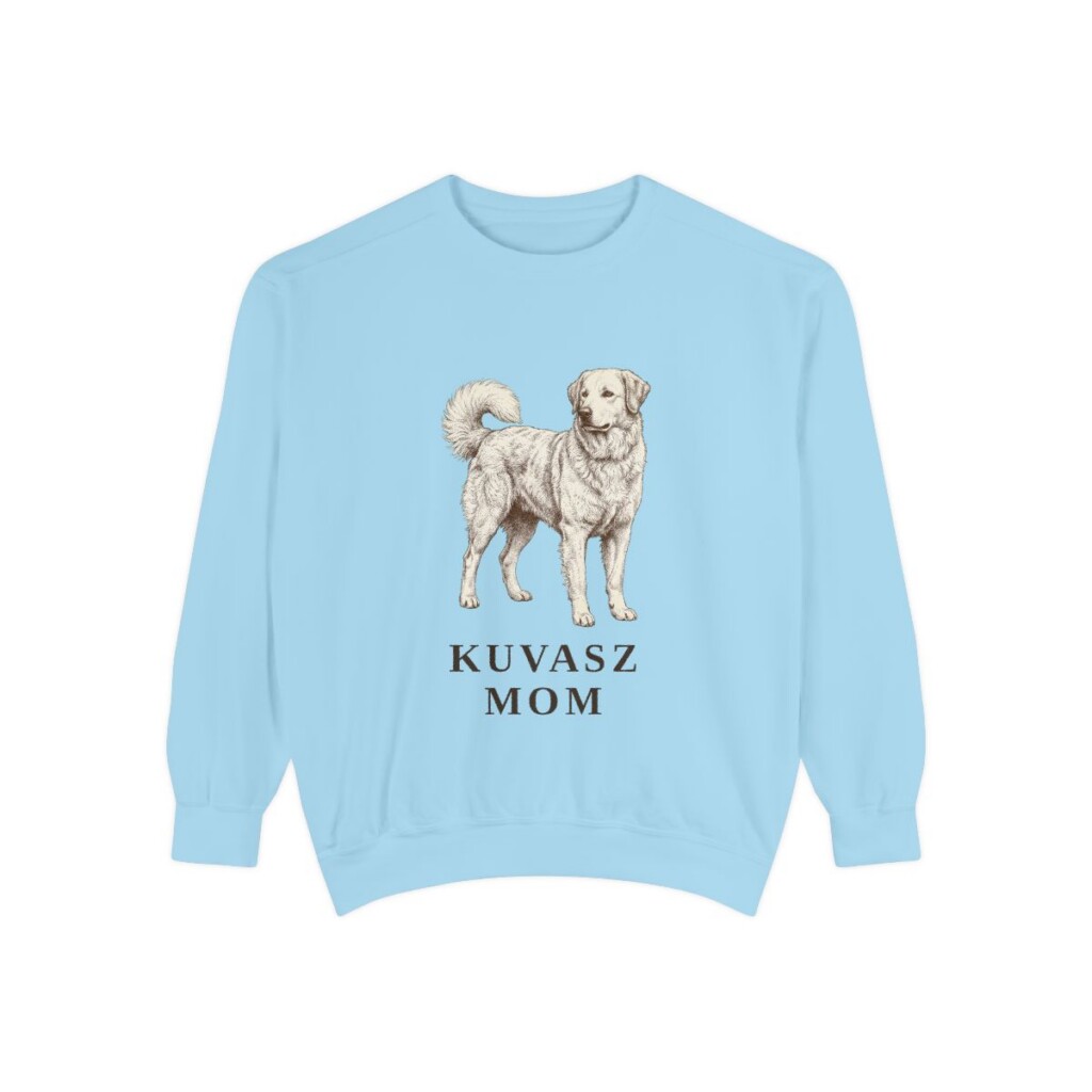 kuvasz-sweatshirt-mom-chambray Kuvasz Mom Sweatshirt, Chambray, front view
