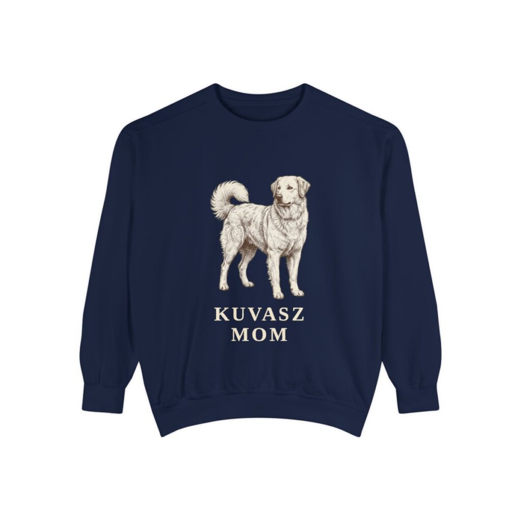 kuvasz-sweatshirt-mom-true-navy Kuvasz Mom Sweatshirt, True Navy, front view