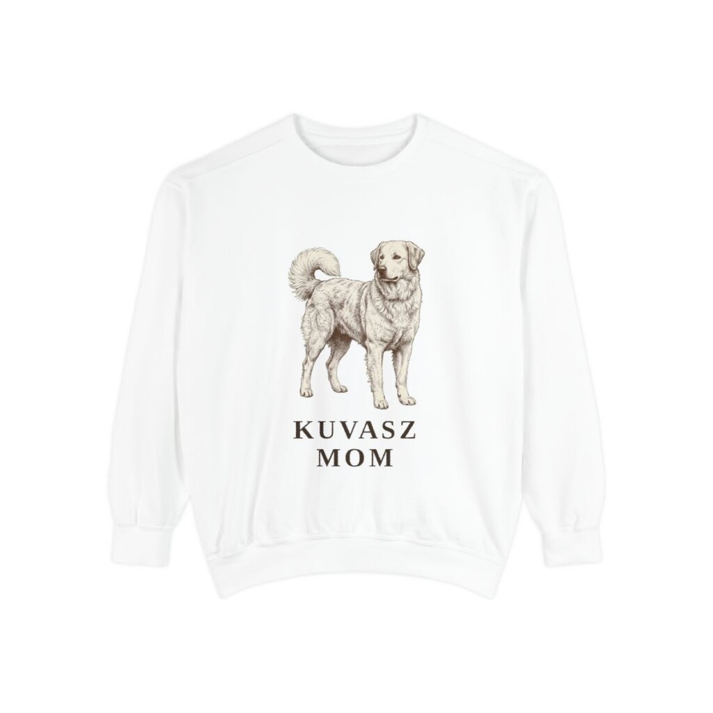 kuvasz-sweatshirt-mom-white Kuvasz Mom Sweatshirt, White, front view