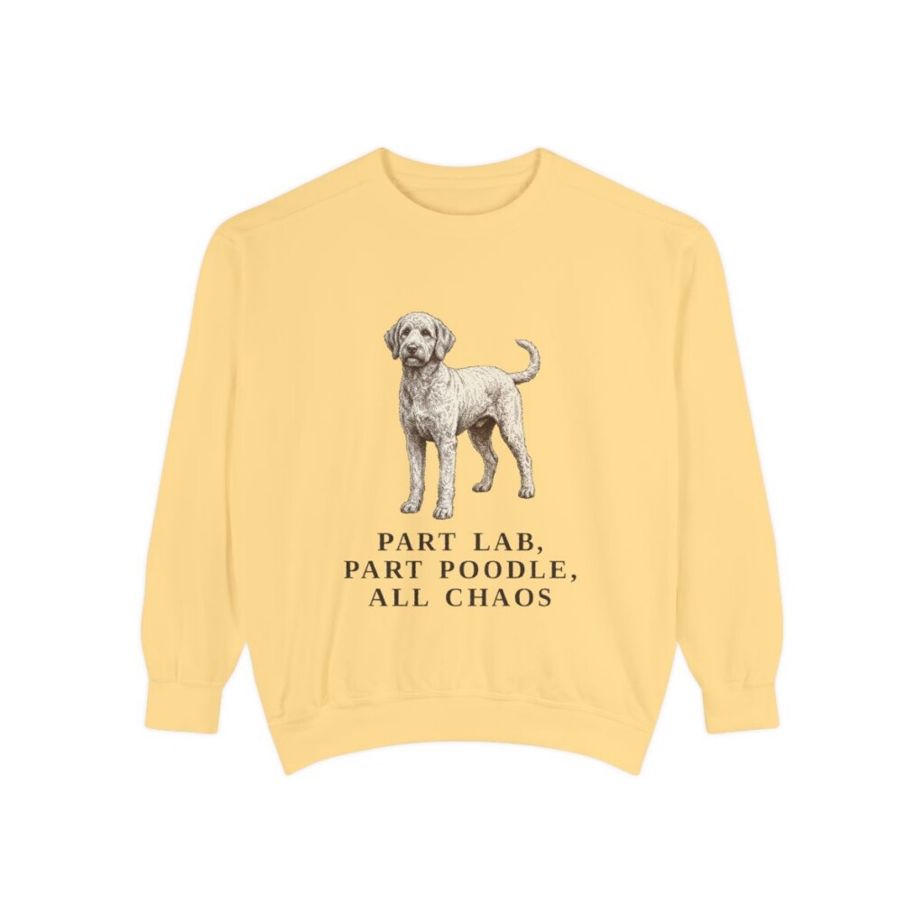 Labradoodle Humor Sweatshirt, Butter, front view