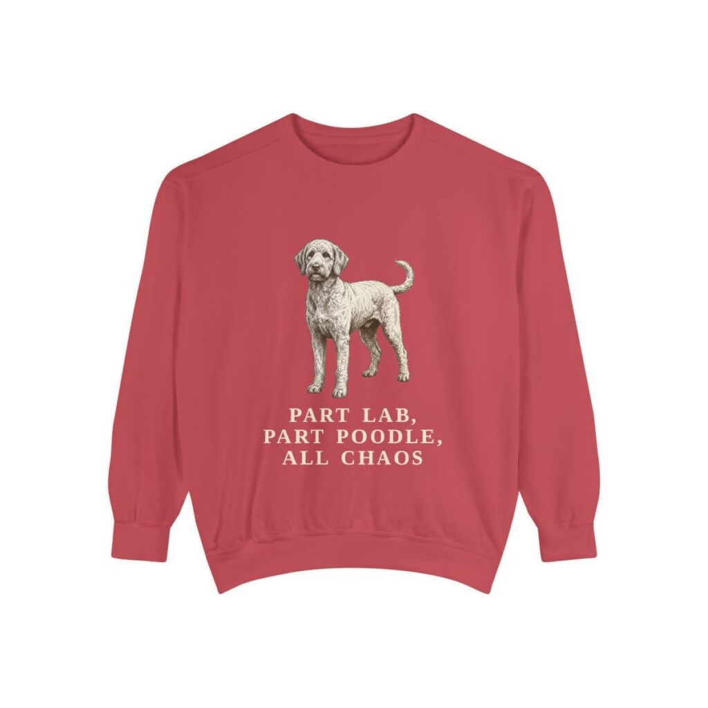 Labradoodle Humor Sweatshirt, Crimson, front view