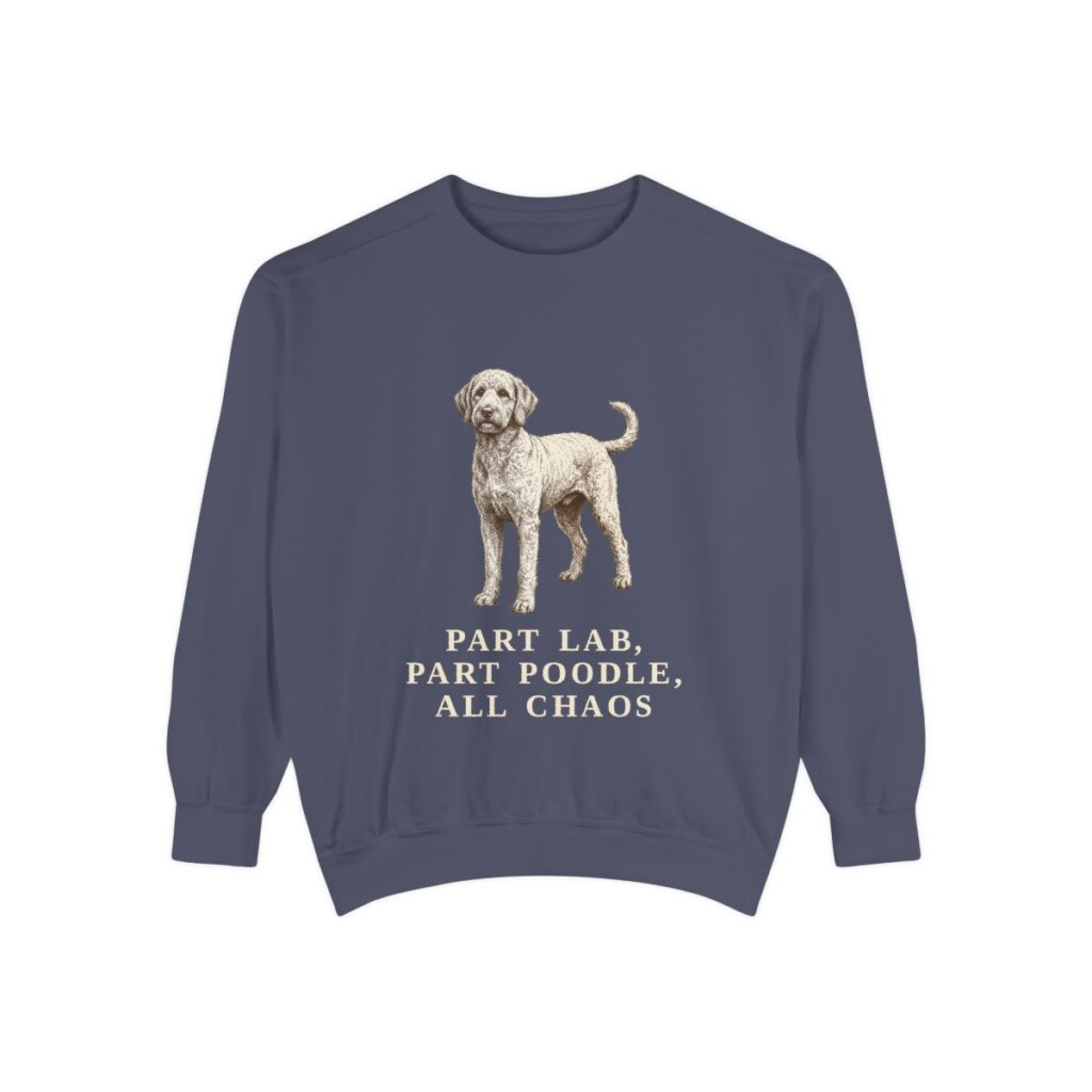 Labradoodle Humor Sweatshirt, Denim, front view