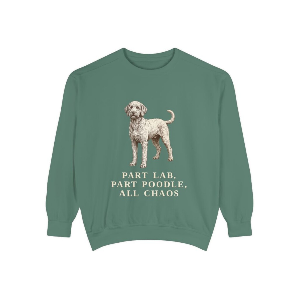 Labradoodle Humor Sweatshirt, Light Green, front view