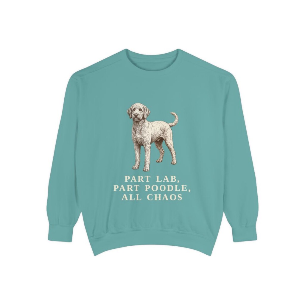 Labradoodle Humor Sweatshirt, Seafoam, front view
