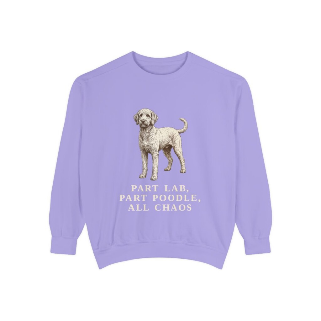 Labradoodle Humor Sweatshirt, Violet, front view