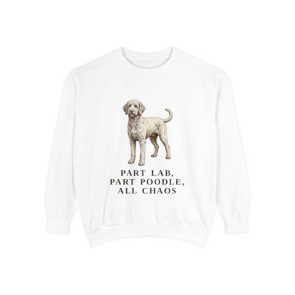 Labradoodle Humor Sweatshirt, White, front view