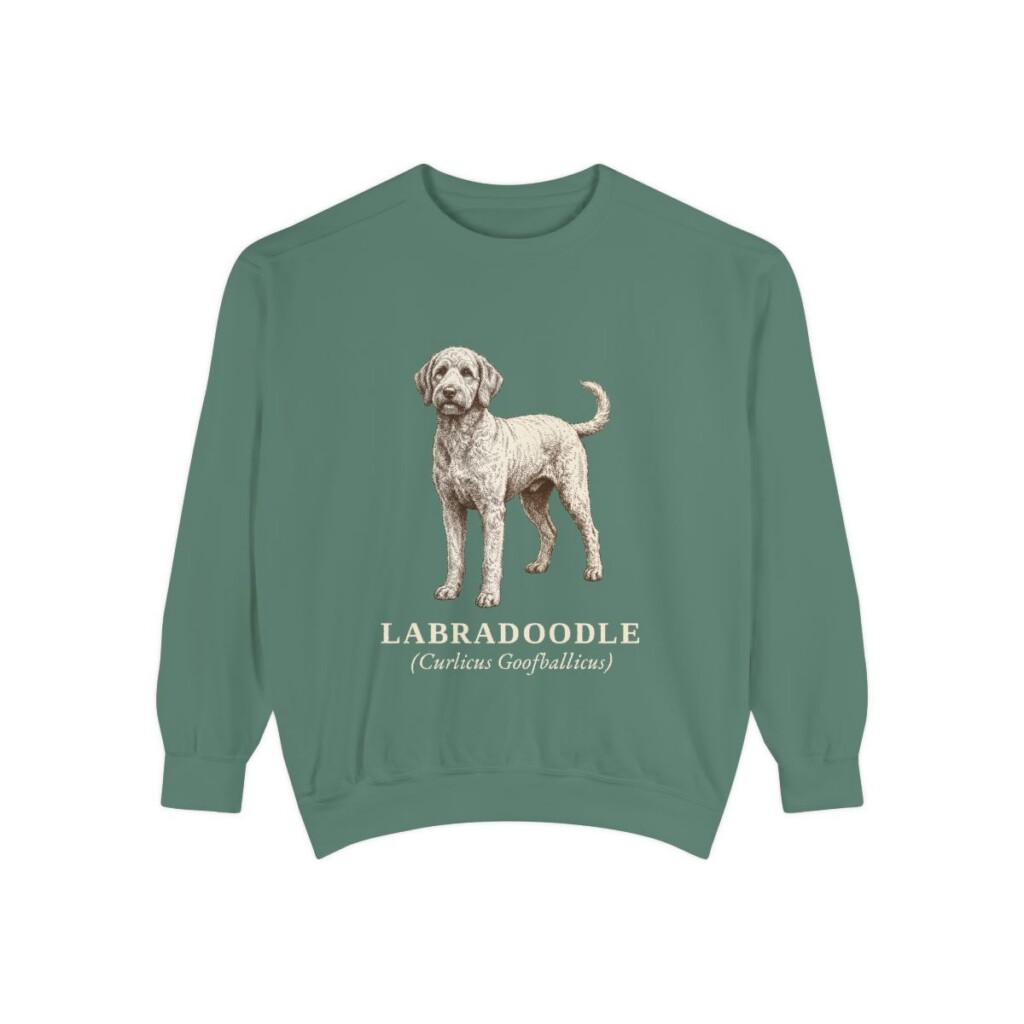 Labradoodle Latin Sweatshirt, Light Green, front view