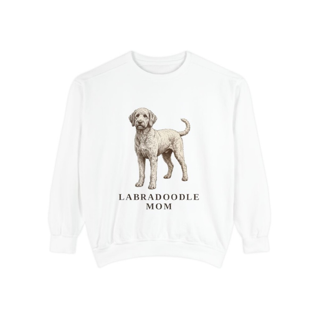 Labradoodle Mom Sweatshirt, White, front view