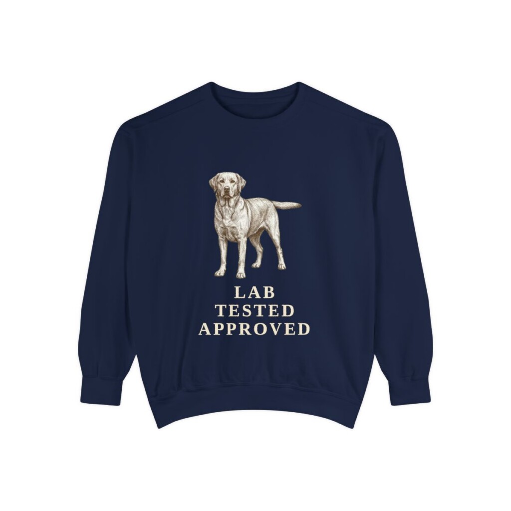 Labrador Retriever Humor Sweatshirt, True Navy, front view