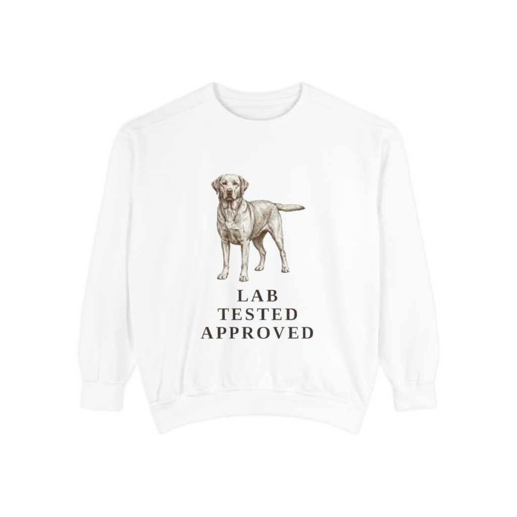 Labrador Retriever Humor Sweatshirt, White, front view