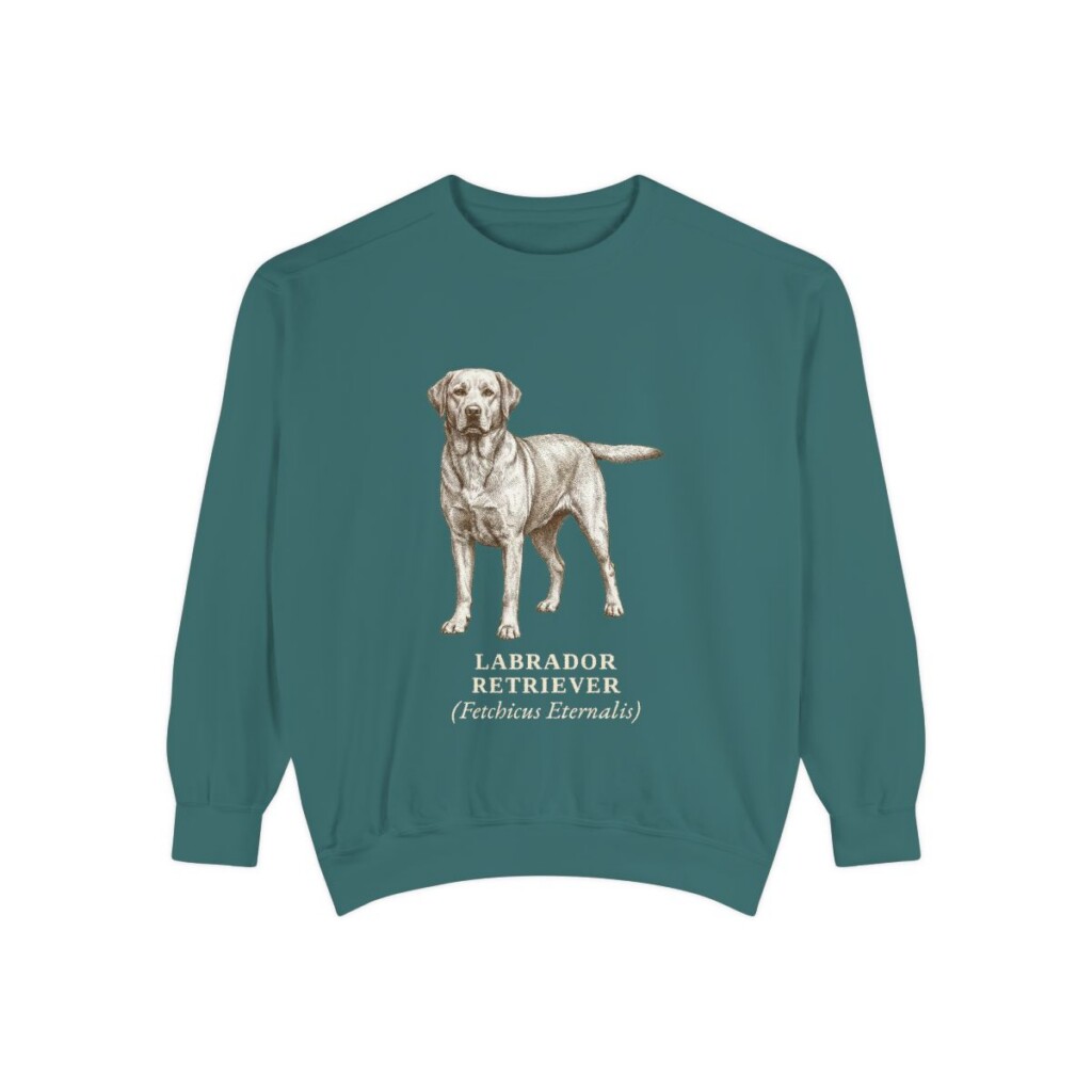 Labrador Retriever Latin Sweatshirt, Blue Spruce, front view