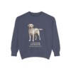 Labrador Retriever Latin Sweatshirt, Denim, front view