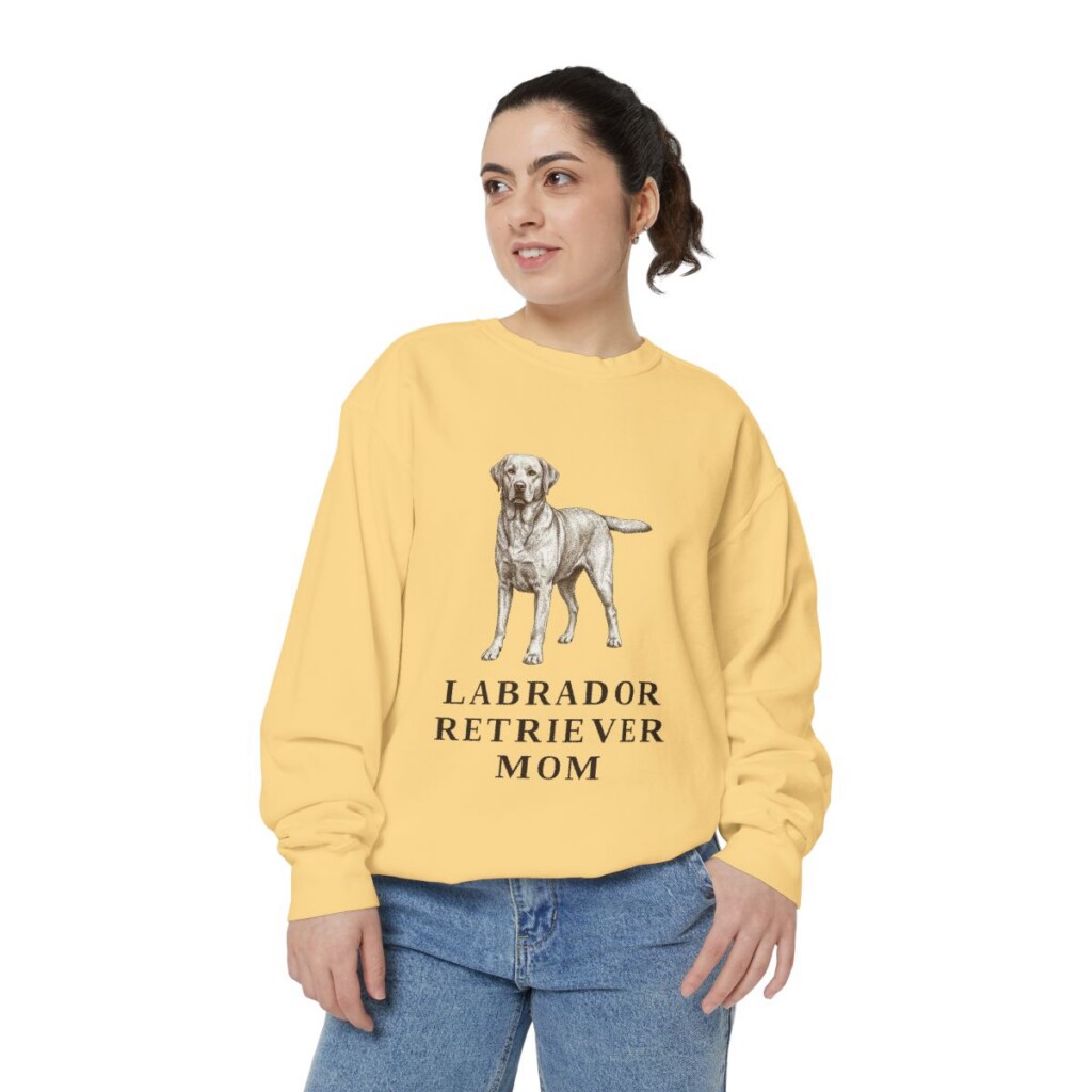 Labrador Retriever Mom Sweatshirt, Butter, person 2 front