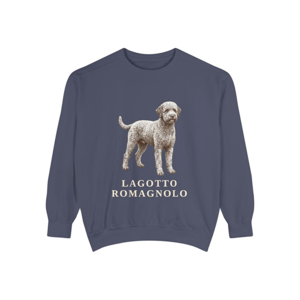 lagotto-romagnolo-sweatshirt-denim Lagotto Romagnolo Sweatshirt, Denim, front view
