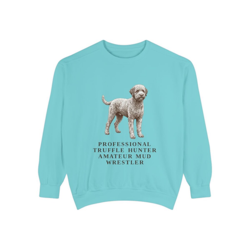 Lagotto Romagnolo Humor Sweatshirt, Chalky Mint, front view