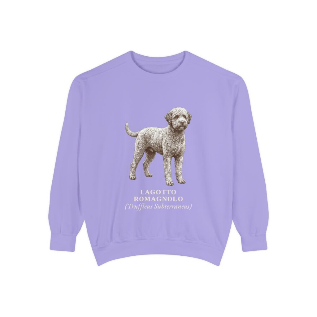 lagotto-romagnolo-sweatshirt-latin-violet Lagotto Romagnolo Latin Sweatshirt, Violet, front view