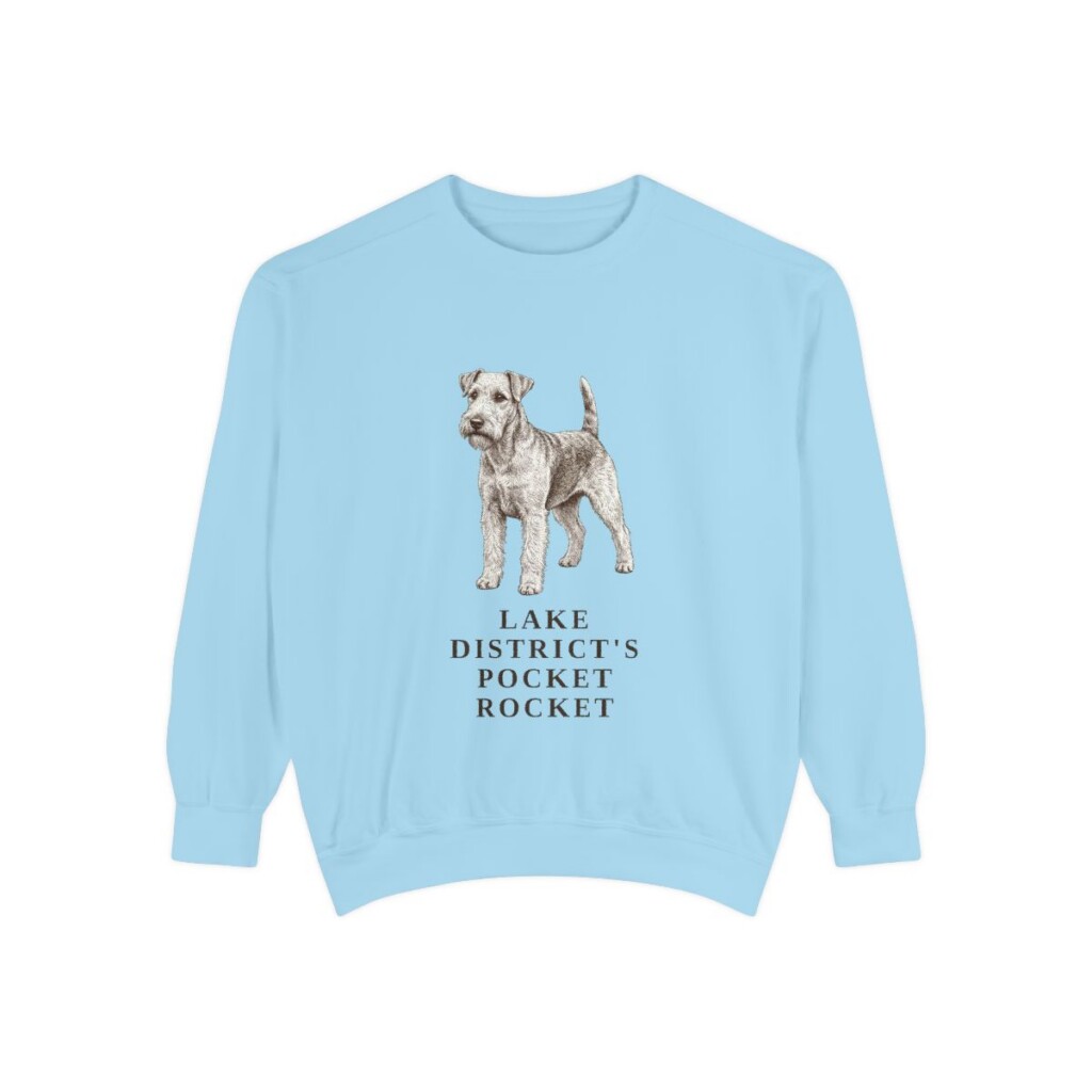 lakeland-terrier-sweatshirt-humor-chambray Lakeland Terrier Humor Sweatshirt, Chambray, front view