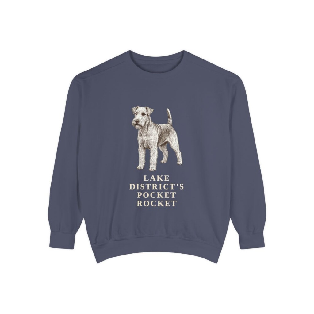 lakeland-terrier-sweatshirt-humor-denim Lakeland Terrier Humor Sweatshirt, Denim, front view