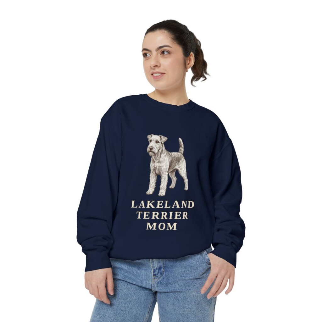 Lakeland Terrier Mom Sweatshirt, True Navy, person 2 front