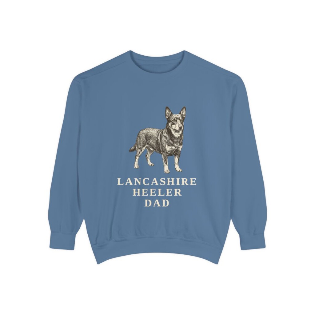 Lancashire Heeler Dad Sweatshirt, Blue Jean, front view