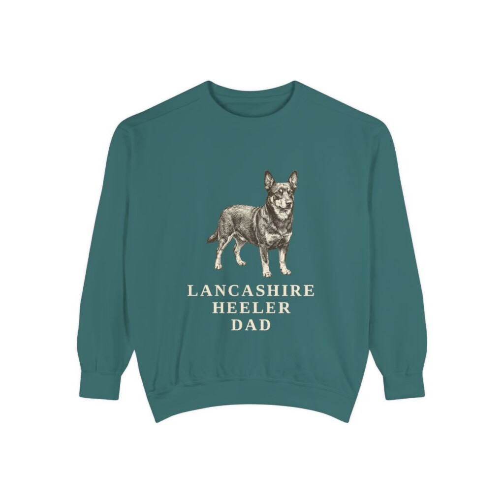 Lancashire Heeler Dad Sweatshirt, Blue Spruce, front view