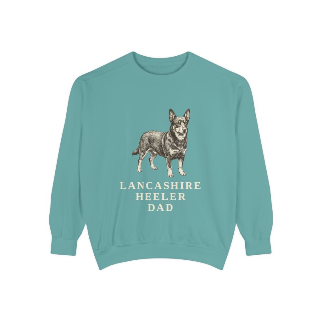 Lancashire Heeler Dad Sweatshirt, Seafoam, front view