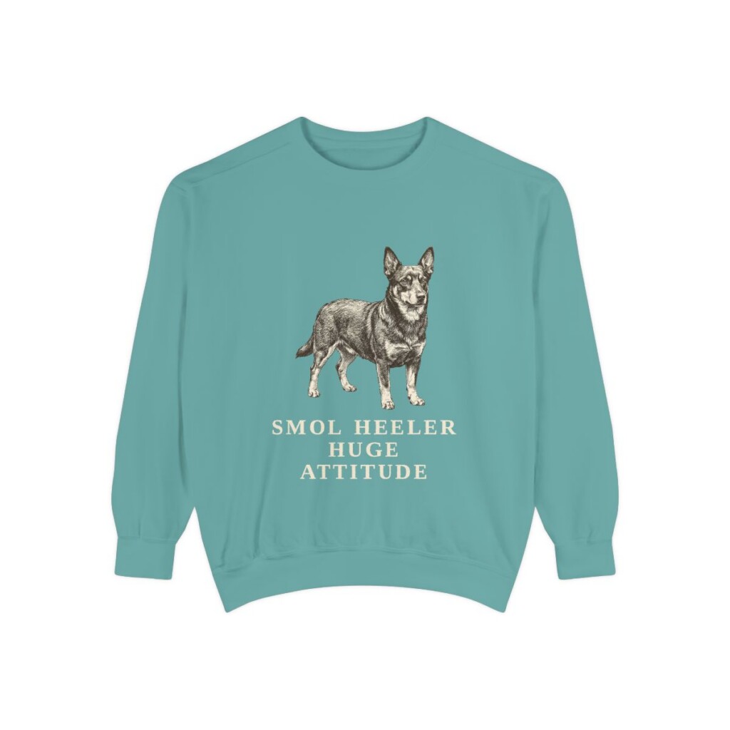 Lancashire Heeler Humor Sweatshirt, Seafoam, front view