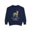 Lancashire Heeler Humor Sweatshirt, True Navy, front view