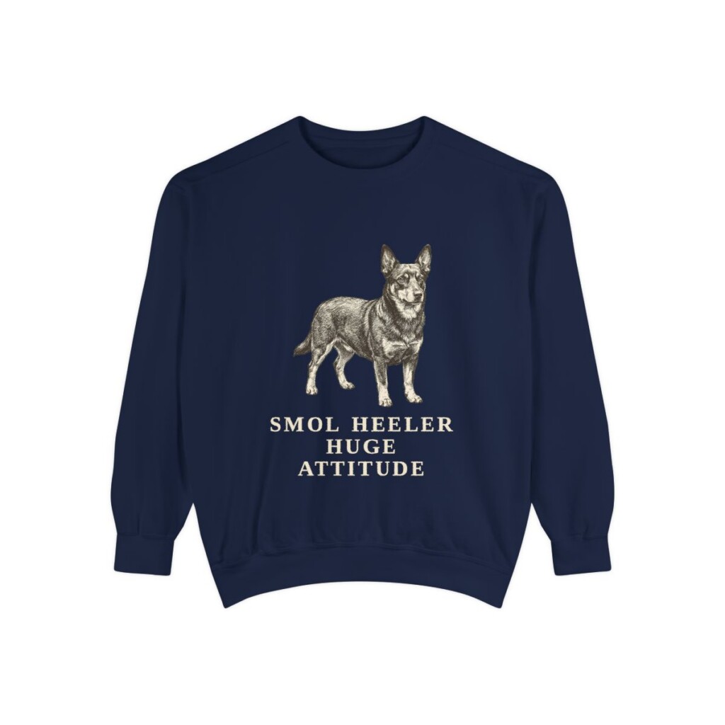 Lancashire Heeler Humor Sweatshirt, True Navy, front view